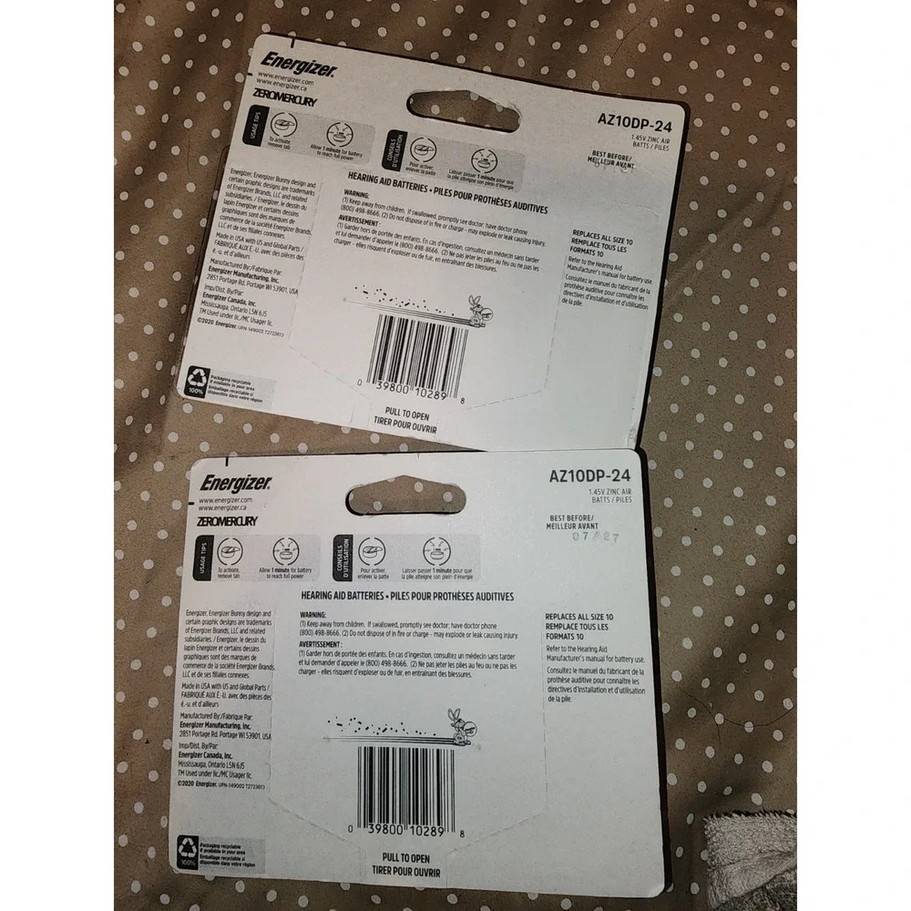 NEW Energizer Size 10 Yellow Tab Hearing Aid Batteries Exp 2027 2 - 24 Packs 48